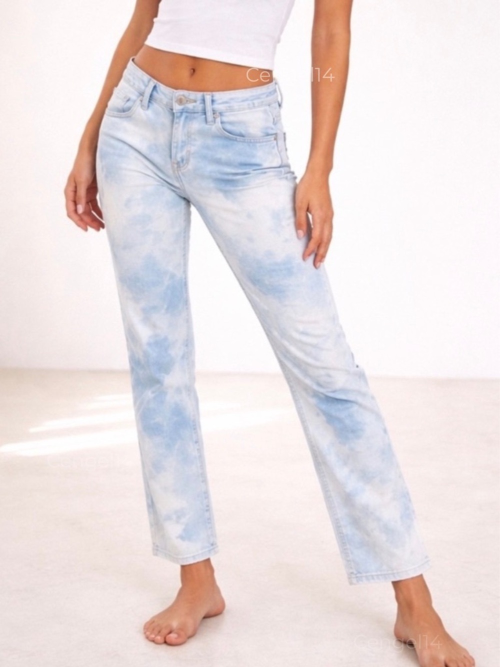 7 For All Mankind Cloud Wash Tie Dye Low Rise Cropped Jeans Made USA 24 NWOT